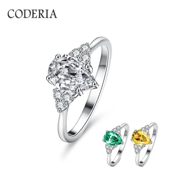 Женское кольцо с муассанитом D-цвета, огранка в виде капли воды, 1,5 карата, S925, серебристо-желтое с зеленым лабораторным бриллиантом, роскошные ювелирные изделия, подарок на Хэллоуин