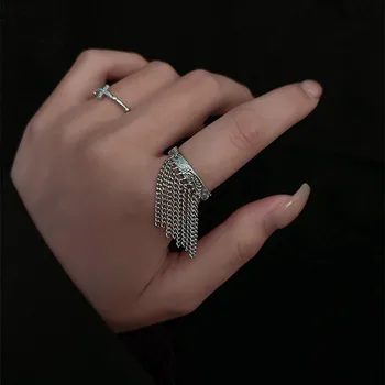 Винтажная цепочка с кисточками, Регулируемые кольца для женщин, ювелирные изделия для девочек, подарок на День рождения JZ751