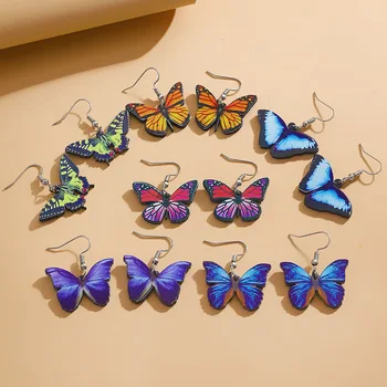 Красочные серьги-бабочки для женщин, акриловые градиентные серьги-бабочки в виде мотыльков, ювелирные подарки