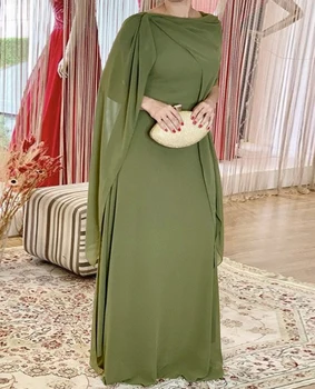 Вырез лодочкой, V-образная спинка, длина до пола, элегантное оливково-зеленое шифоновое платье для матери невесты, свадебное платье для гостей
