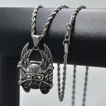 Ожерелье с подвеской в виде крыла черепа k Из нержавеющей стали, ювелирные аксессуары в скандинавском стиле, модный скелет, подарок на Хэллоуин