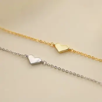 Блестящий серебряный браслет в форме сердца U S925, простые изысканные украшения для женщин в подарок