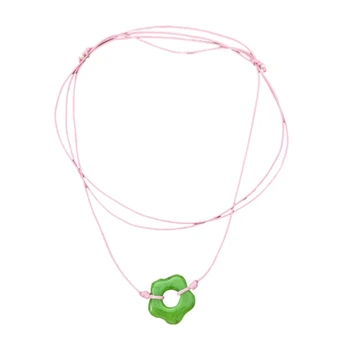 Простое цветочное ожерелье с регулируемым узлом, ожерелье с полым цветочным кулоном