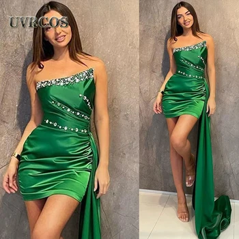 UVRCOS, Зеленые вечерние платья для встречи выпускников, бусы, Выпускной для женщин, Арабские Персонализированные халаты для званых вечеров знаменитостей