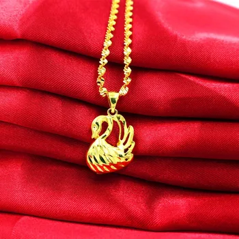 Роскошные не выцветающие улучшенные золотые украшения с рябью на воде, модное золотое ожерелье евро, женское свадебное золотое ожерелье