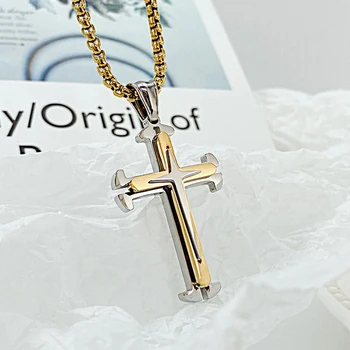 Модное мужское ожерелье с подвеской в виде христианского креста, ожерелье из нержавеющей стали, хип-хоп Персонализированная крутая вещь, религиозные Модные украшения