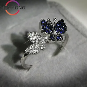 Кольцо QueXiang S925 из стерлингового серебра с полной бриллиантовой бабочкой, Темпераментное кольцо для женских украшений, Модный Изысканный подарок