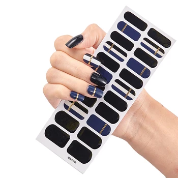 22 Подсказки, наклейки для дизайна ногтей с голубыми бриллиантами, наклейки для ногтей с полным покрытием, Маникюр, полоски лака для ногтей своими руками, обертывания для праздничного декора ногтей