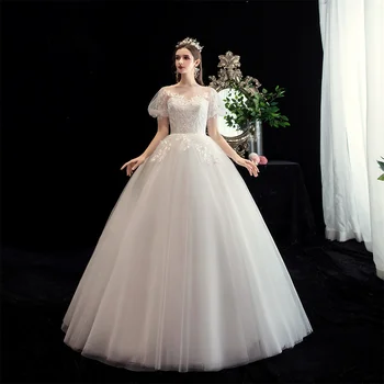 H26 2024 Свадебные платья с длинными рукавами в стиле бохо, трапециевидные платья для невесты с объемной аппликацией, тюлевая спинка, большие размеры, сделанные заказчиком
