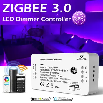 Gledopto Zigbee 3.0 Smart LED Dimmer Strip Controller Pro Для регулировки яркости Совместим с приложением Hub Tuya Voice RF Remote Control