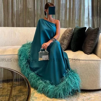 Роскошное вечернее платье Sharon Said с изумрудно-зеленым пером Дубай 2023, Элегантное Арабское Женское платье для выпускного вечера на одно плечо, SF194
