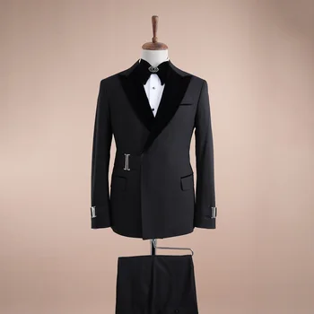 Классический свадебный мужской костюм, новая пряжка, джентльмен, сшитый на заказ, Жених, 2 предмета для официальных мероприятий, вечеринка певца, Размер, цвет по индивидуальному заказу