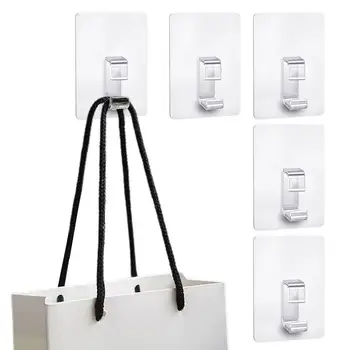 5 шт. Прозрачных крючков для ванной комнаты, самоклеящихся дверных настенных крючков, вешалки для кухонных полотенец для хранения