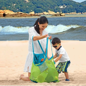 Переносная сетчатая сумка для детского песка, сумки для хранения детских игрушек, большая пляжная сумка для полотенец, женская косметичка для макияжа сумка