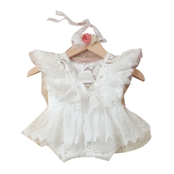Реквизит для фотосессии младенцев Одежда для фотосъемки Кружевные платья повязка на голову Подарок для душа