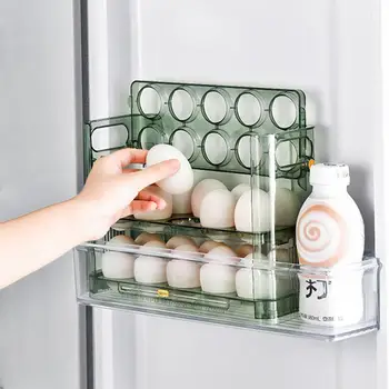 Удобный Дозатор для яиц с 30 Слотами Лоток Для яиц Органайзер для Холодильника Контейнер для еды Многоразовый Ящик для хранения яиц