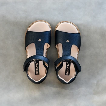 MODX 2023 Кожаные сандалии для девочек Cute heart m2 С открытыми носками из мягкой воловьей кожи Детская школьная обувь
