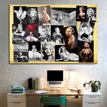 Мэрилин Монро, сексуальная актриса, плакат со звездами и принты, настенное искусство, холст, живопись, современные настенные украшения, картины для домашнего декора комнаты