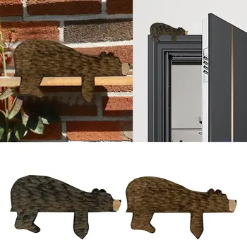 Креативная скульптура на двери в виде деревянного медведя в углу для украшения стен домашнего искусства
