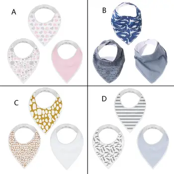 Унисекс 3 упаковки детских нагрудников для треугольного шарфа Хлопчатобумажная детская бандана Нагрудник из впитывающей ткани для новорожденных