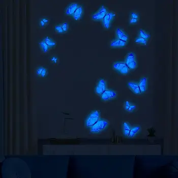 Светящаяся наклейка на стену с бабочками, светящиеся в темноте Наклейки на стены с бабочками для девочек, наклейки на стены спальни, декоративные наклейки на стены