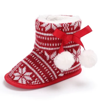 1 пара детских зимних ботинок-снегоступов из хлопчатобумажной фланели, теплая зимняя обувь для малышей (красная 12 см)