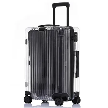 Прозрачный Чемодан-сумка, 24-дюймовая Дорожная тележка, ПК, Посадочный кейс, сейф с паролем, Универсальная коробка для багажа на 4 колеса, Сумочка для багажа.