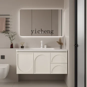 XC Современная каменная плита, бесшовный керамический цельный умывальник, Комбинированный шкаф для ванной комнаты, Полоскание для лица в ванной