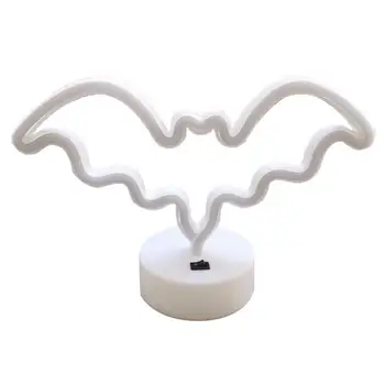 Без мерцания неоновая вывеска в виде летучей мыши на Хэллоуин, настольное украшение в форме лампы, светодиодная неоновая лампа с USB/ батарейным питанием для ночных продавцов