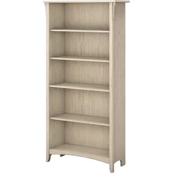 Книжный шкаф Bush Furniture Salinas с 5 Полками Белого цвета под Старину