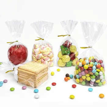 Прозрачные квадратные пакеты для конфет Пластиковая Целлофановая упаковка Шоколадный батончик Украшение свадьбы, Дня рождения Подарки для детей