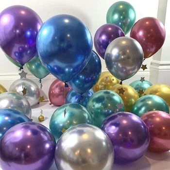 50 Металлических воздушных шаров Свадебное украшение Оформление свадебного зала День рождения Фестиваль Атмосфера мальчишника 10-Дюймовые латексные воздушные шары
