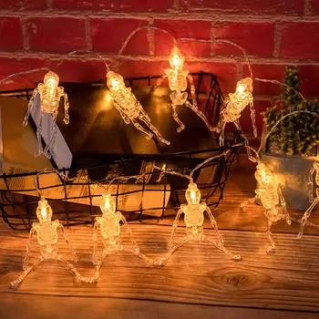Водонепроницаемая лампа для украшения Хэллоуина, водонепроницаемые гирлянды со скелетом на Хэллоуин, праздничная сказочная лампа для вечеринки в помещении / на открытом воздухе