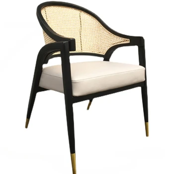 Европейские стулья для гостиной из ротанга из массива дерева, Скандинавское кресло для отдыха, мебель для гостиной с креативной спинкой, диван, обеденный стул