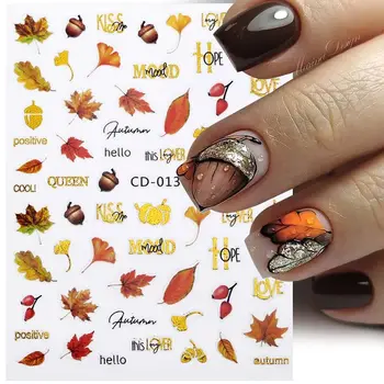 Бабочка английские буквы листья Кленовый лист Наклейки для ногтей Цветы наклейки для ногтей Украшения для ногтей Осенние наклейки для ногтей