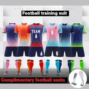 Camisetas de fútbol para niños y adultos, conjuntos de ropa de fútbol, uniformes de fútbol de manga corta, chándal de fútbol