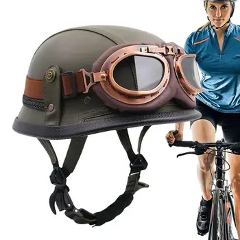 Новые винтажные мотоциклетные шлемы в немецком стиле с открытым лицом, кепки, унисекс, ретро-шлемы для верховой езды, шлемы-вертолеты с защитными очками
