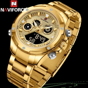 Мужские часы NAVIFORCE, лучший бренд класса люкс, Спортивные мужские часы из нержавеющей стали, цифровые кварцевые военные водонепроницаемые мужские наручные часы 9217