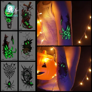 Размер: 9x16 см Новая водонепроницаемая наклейка с временной татуировкой Night Glow для вечеринки в честь Хэллоуина