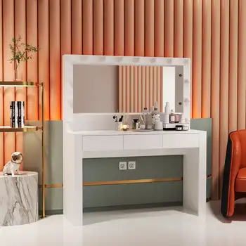 Ember Interiors Skylar Современный туалетный столик с росписью, светильники, для спальни