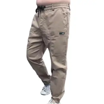 Мужские брюки с множеством карманов, высокая эластичность, вышивка буквами, Длина до щиколоток, Тонкие мужские брюки-карандаш из ледяного шелка calça masculina