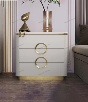 Итальянская минималистичная легкая роскошная прикроватная тумбочка, шкаф для хранения в спальне, высококачественная современная минималистичная прикроватная тумбочка rock board