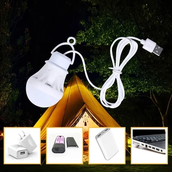 USB-лампочка светодиодная Портативная походная лампа Мини-лампочка с питанием 5 В, книжные светильники, обучающие студентов для освещения палатки на открытом воздухе
