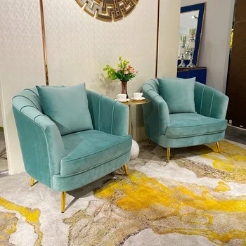 Современный дешевый диван-кресло, роскошная итальянская удобная мебель оптом, гостиная, золотой металлический бархатный шезлонг с подлокотниками