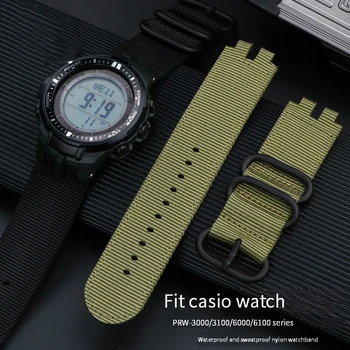 Нейлоновый ремешок для часов Casio PROTREK серии PRW-3000 3100 6000 6100Y Холщовый браслет Мужской ремешок для часов браслет