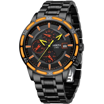 NIBOSI Watch Лучший бренд Оригинальных спортивных кварцевых мужских часов Полностью стальные водонепроницаемые наручные часы с хронографом мужские Relogio Masculino