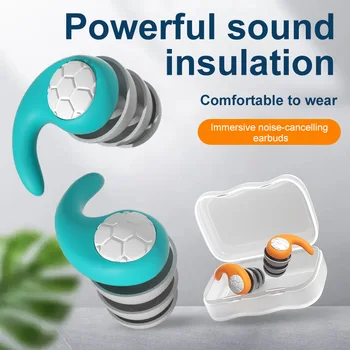 Затычка для ушей с шумоподавлением во время сна, мягкие силиконовые беруши с защитой от шума, водонепроницаемые беруши для комфорта плавания, трехслойный фильтр отключения звука