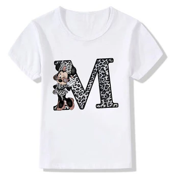 Детская летняя футболка с буквенным принтом, футболка Kawaii, повседневная одежда с героями мультфильмов, топы с короткими рукавами для девочек и мальчиков, футболки T04