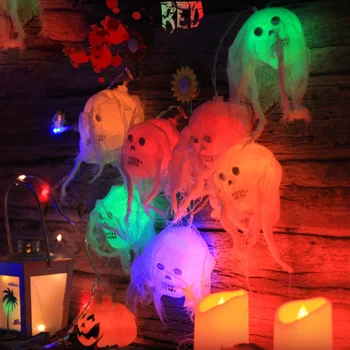 На Хэллоуин Красочный светодиодный череп, головной светильник, Украшение для дома с привидениями ужасов Для сада
