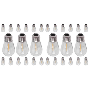 30 Упаковок сменных лампочек 3V LED S14 Небьющиеся Наружные Солнечные гирлянды Теплый белый